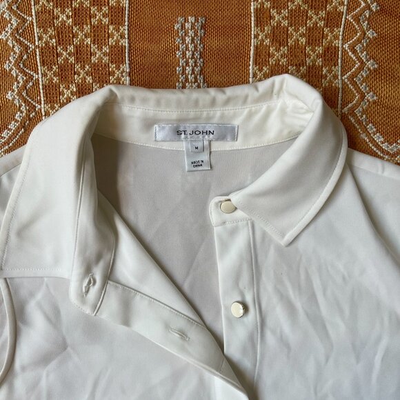 Women's St. John Sleeveless Blouse – Soft White/Ivory – Silk Tunic – Medium - Picture 1 of 4